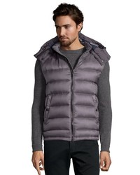 Burberry Grey Quilted Fitzroy Hooded Down Vest