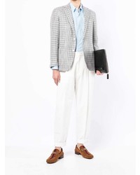 Corneliani Houndstooth Check Flax Blend Blazer