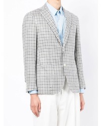 Corneliani Houndstooth Check Flax Blend Blazer