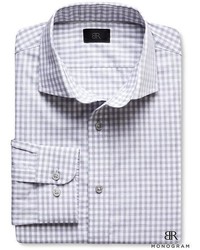 Br Monogram Italian Woven Gray Gingham Shirt