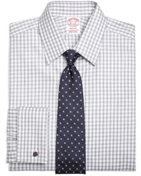 Brooks Brothers Milano Fit Heathered Gingham French Cuff Dress Shirt