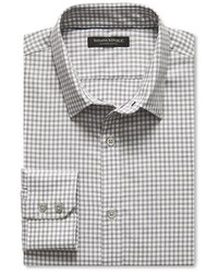 Tailored Slim Fit Gray Gingham Flannel Shirt