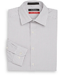 Saks Fifth Avenue Trim Fit Textured Gingham Stretch Cotton Dress Shirt