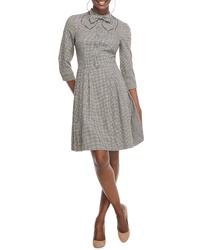 Grey Gingham Fit and Flare Dress