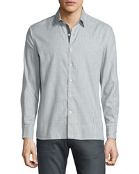 Ovadia & Sons Gingham Woven Sport Shirt Gray Pattern