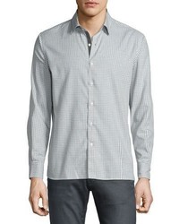 Ovadia & Sons Gingham Woven Sport Shirt Gray Pattern