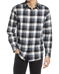 Theory Irving Slim Fit Overdyed Plaid Button Up Shirt In Grey Multi At Nordstrom
