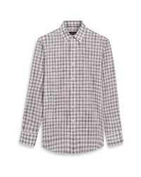 Bugatchi Plaid Print Long Sleeve Shaped Fit Shirt In Beige At Nordstrom