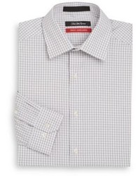 Saks Fifth Avenue Trim Fit Textured Gingham Stretch Cotton Dress Shirt