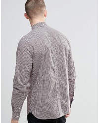 Fred Perry Shirt In Slim Fit Gingham Mahogany