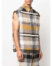 Rick Owens Plaid Print Sleeveless Shirt