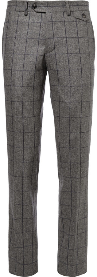 Michael Bastian Michl Bastian Grey Slim Fit Windowpane Check Wool Suit