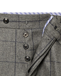 Michael Bastian Michl Bastian Grey Slim Fit Windowpane Check Wool Suit Trousers
