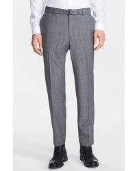 The Kooples Fitted Glen Plaid Wool Pants Grey 52
