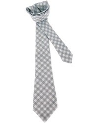 Grey Gingham Wool Tie