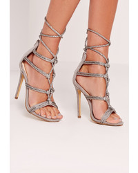 Missguided Silk Rope Knot Gladiator Sandal Grey