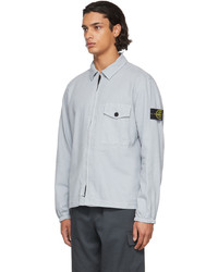 Stone Island Grey Cotton Textured Brushed Recycled Overshirt Jacket