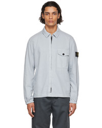 Stone Island Grey Cotton Textured Brushed Recycled Overshirt Jacket