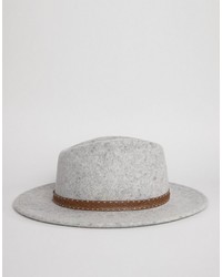 Asos Fedora In Gray Marl With Embrodiery Band