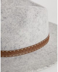 Asos Fedora In Gray Marl With Embrodiery Band