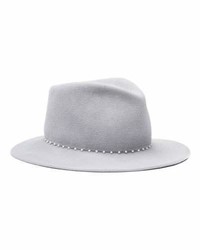 Eugenia Kim Mason Wide Brim Hand Beaded Fedora Hat Light Gray