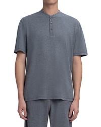 Bugatchi Comfort Short Sleeve Cotton Henley In Charcoal At Nordstrom
