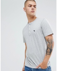 Abercrombie & Fitch Icon Logo Henley T Shirt In Grey Marl Heather