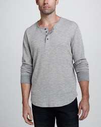 7 For All Mankind Long Sleeve Waffle Knit Henley Heather Gray, $128, Neiman Marcus