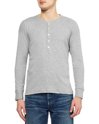 Gant Rugger Long Sleeved Cotton Blend Jersey Henley T Shirt