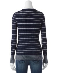Sonoma Life Style Striped Henley Sweater Petite