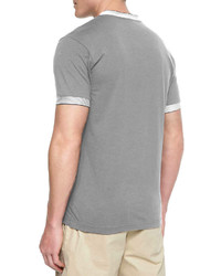 Lacoste Woven Baseball Collar Henley Shirt Gray