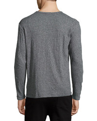 Theory Gaskell Long Sleeve Henley Shirt Charcoal