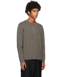 3MAN Grey Wool Spilt Neck Sweater