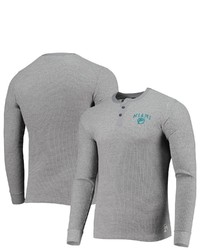 Junk Food Heathered Gray Miami Dolphins Thermal Henley Long Sleeve T Shirt
