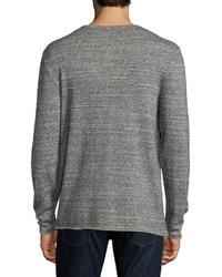 Billy Reid Heathered Henley Sweater Dark Gray