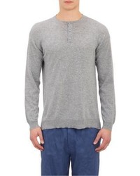 Barneys New York Henley Sweater Grey