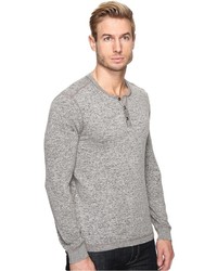John Varvatos Star Usa Long Sleeve Henley Sweater With Coverstitch Detail Y1443s4b