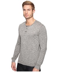 John Varvatos Star Usa Long Sleeve Henley Sweater With Coverstitch Detail Y1443s4b Sweater