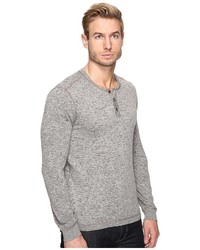 John Varvatos Star Usa Long Sleeve Henley Sweater With Coverstitch Detail Y1443s4b Sweater