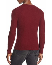 John Varvatos Star Usa Long Sleeve Waffle Knit Henley Sweater 100%
