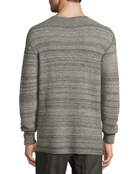Billy Reid Striped Henley Sweater Gray