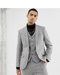 Heart & Dagger Slim Fit Suit Jacket In Grey Herringbone