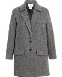 Kule Herringbone Coat With Detachable Fox Fur Collar