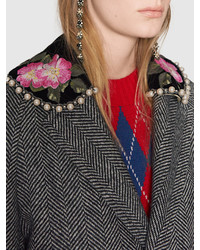 Gucci Herringbone Coat With Embroidery
