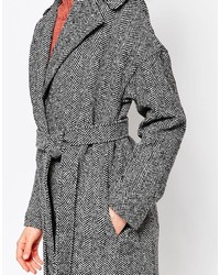 Helene Berman Herringbone Coat With Oversized Collar