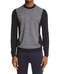 Grey Herringbone Crew-neck Sweater