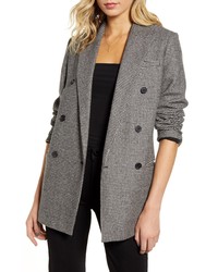 AllSaints Astrid Puppytooth Check Double Breasted Wool Blend Blazer