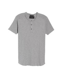 Grey Herringbone Henley Shirt