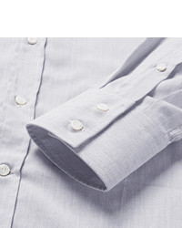 Brunello Cucinelli Slim Fit Button Down Collar Herringbone Cotton Shirt