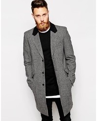 Asos Brand Wool Overcoat In Houndstooth
